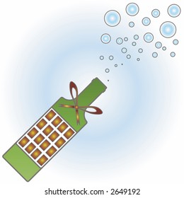 Illustration of an exploding champagne bottle