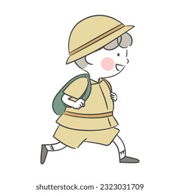 Illustration of an explorer character walking.