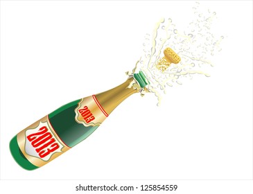 Illustration of explosion of champagne bottle cork