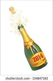 Illustration of explosion of champagne bottle cork