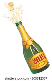 Illustration of explosion of champagne bottle cork