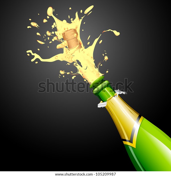 Illustration Explosion Champagne Bottle Cork Stock Vector (Royalty Free ...