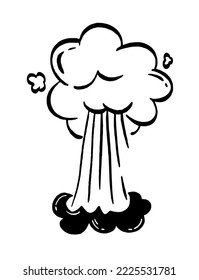 Illustration of explosion and smoke for comics. Retro design element. Vector doodle 