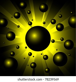 illustration of explosion yellow balls of various sizes