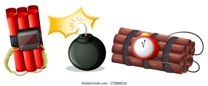 Illustration of the explosive bombs on a white background