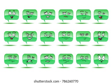 illustration of a expression on bubble talk avatar icon set on isolated white background