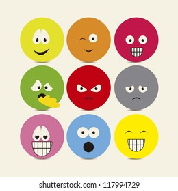 Illustration of expressions icons, with different gestures, vector illustration