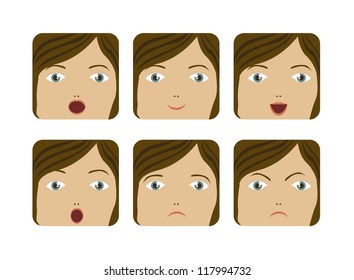 Illustration of expressions icons, with different gestures, vector illustration