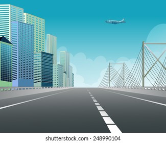 Illustration of an expressway along the city view