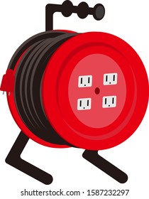 Illustration of extension cord reel for construction