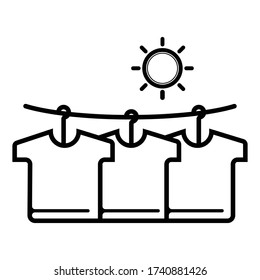 Illustration of an external environment, clothesline with clothes outstretched to dry.