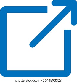 Uma ilustração de um ícone de link externo (botão).