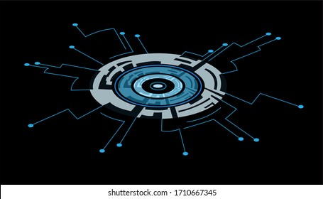 An illustration illustration of the extraordinary world of digital technology with all elements such as future robots and sophisticated computers