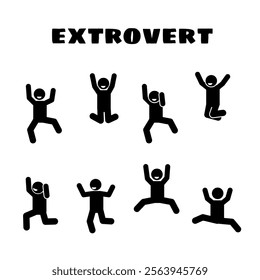 An illustration of an extroverted stick figure.