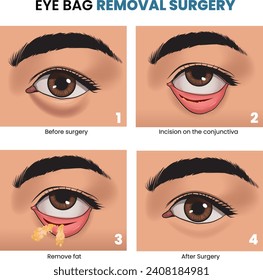 illustration of eye bag removal surgery - vector