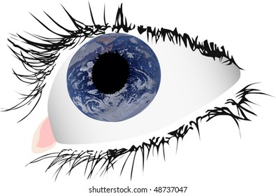 illustration with eye and earth reflection