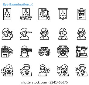 Illustration of eye examination and ophthalmic professional for medical ui ux icon, website, app, presentaion, flyer, brochure etc.