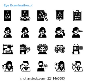 Illustration of eye examination and ophthalmic professional for medical ui ux icon, website, app, presentaion, flyer, brochure etc.