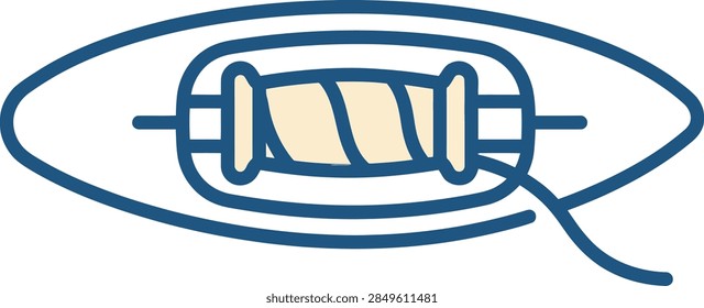 Illustration of an eye examining a spool of thread through a magnifying glass