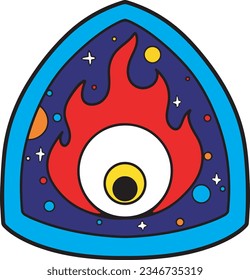 illustration eye with galaxy retro design