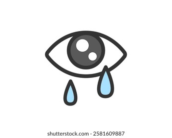 Illustration of an eye icon (color line drawing) that sheds tears.