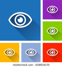 Illustration of eye icons with long shadow