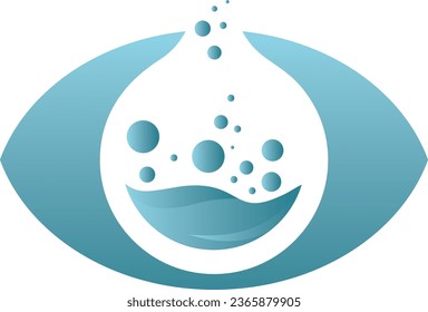 Illustration of eye logo and laboratory icon. Suitable for companies or health organizations.