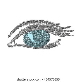 Illustration the eye made of words vector