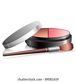 illustration of eye shadow kit with brush