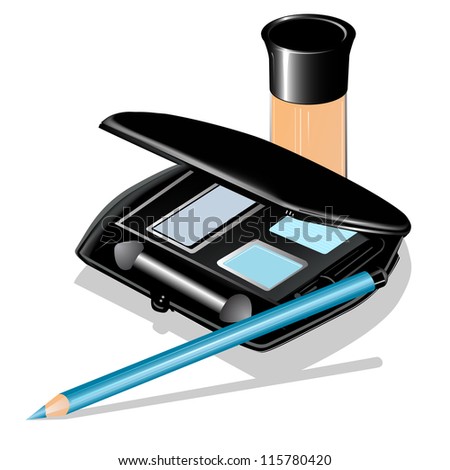 illustration of eye shadow, pencil and concealer