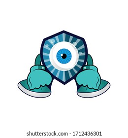Ilustración de una mascota de carácter de seguridad de escudo ocular