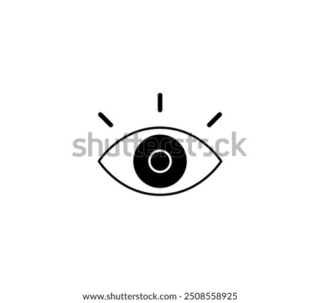 Illustration of an eye symbol with rays, symbolizing monitoring, observation, and vigilance. Useful for topics on surveillance, data tracking, and security monitoring.