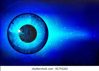 illustration of eye in technological background