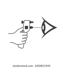 illustration of eye tonometer, tonometry, vector art.