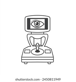 illustration of eye tonometer, tonometry, vector art.