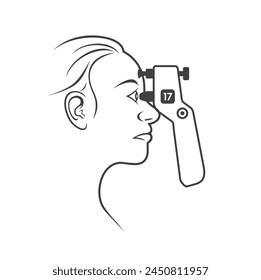 illustration of eye tonometer, tonometry, vector art.