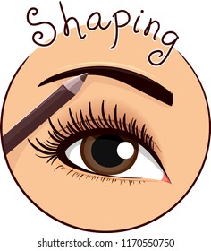 Illustration of an Eyebrow Pencil Makeup Shaping an Eyebrow Icon