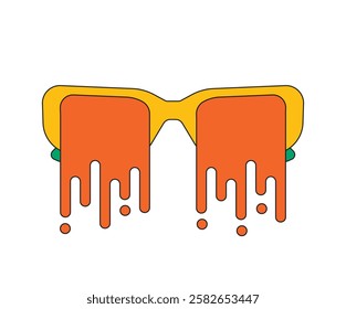 Illustration eyeglass melt drip retro unique design abstract