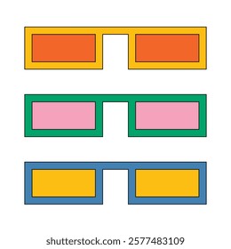 Illustration eyeglass retro vibrant unique design with blank background