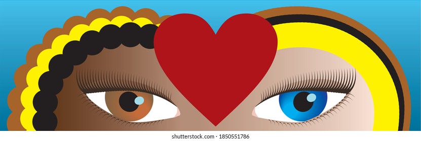 Illustration with eyes with different colors. Vector illustration.