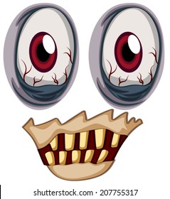 Illustration of the eyes of a zombie on a white background