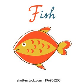 Illustration of F is for Fish. Vector format