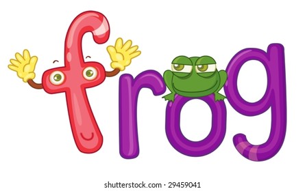 illustration of f for frog
