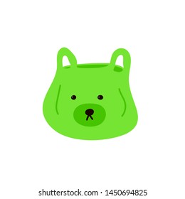Illustration of fabric bag with funny bear face.