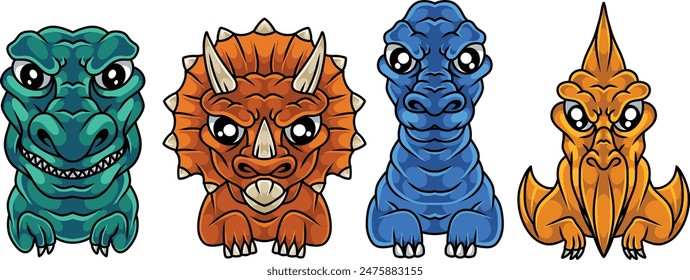 Illustration Face angry mascot Dinosaurs vector art 