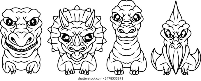 Illustration Face angry mascot Dinosaurs vector linert 