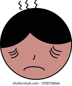 Illustration of the face of a boy suffering from fever