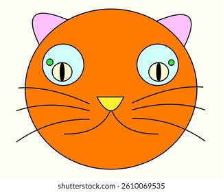 illustration of face cat or mouse with orange face and pink ears
