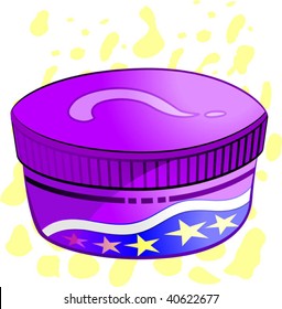 Illustration of face cream  with container and violet colour	