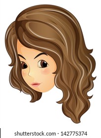 Illustration of a face of a curly haired girl on a white background